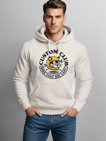 Neverless Sweatshirt 'Racing Cat' in Beige