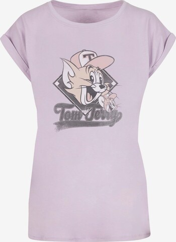 ABSOLUTE CULT Shirt 'Tom and Jerry - Baseball Caps' in Purple: front