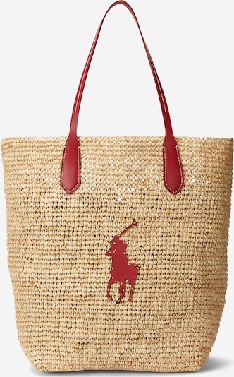 Polo Ralph Lauren "Shopper" tipa soma, krāsa - bēšs / tumši sarkans, Preces skats