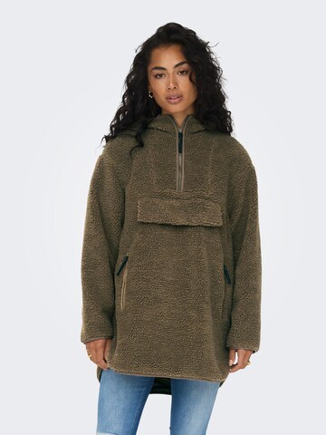 ONLY Fleece jas 'TOVA' in Bruin: voorkant