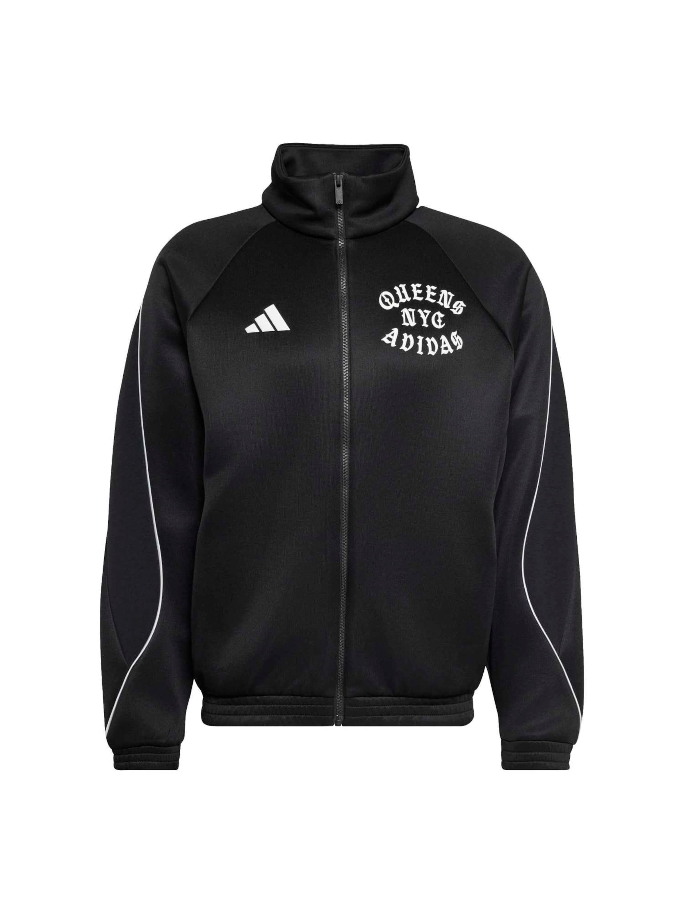 ADIDAS SPORTSWEAR Спортна жилетка с качулка в черно: отпред