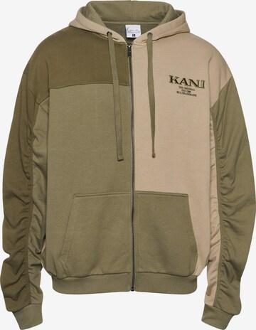 Karl Kani Zip-Up Hoodie in Green: front