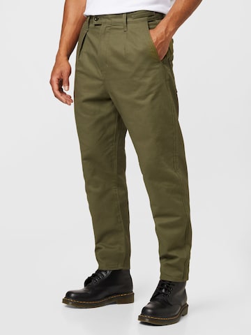 G-Star RAW Loose fit Pleat-front trousers in Green: front