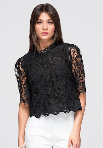 Ombre Bluse in Schwarz: Vorderseite