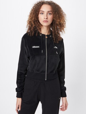 ELLESSE Zip-Up Hoodie 'Kirsten' in Black: front