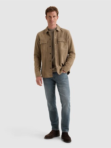 VANGUARD Regular Fit Skjorte 'Suede overshirt with press button closure and chest pockets' i hvid