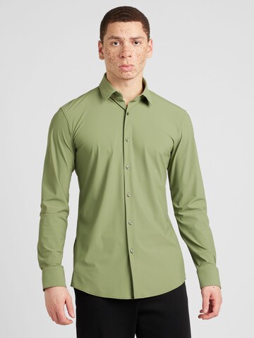BOSS Slim fit Overhemd 'HANK' in Groen: voorkant