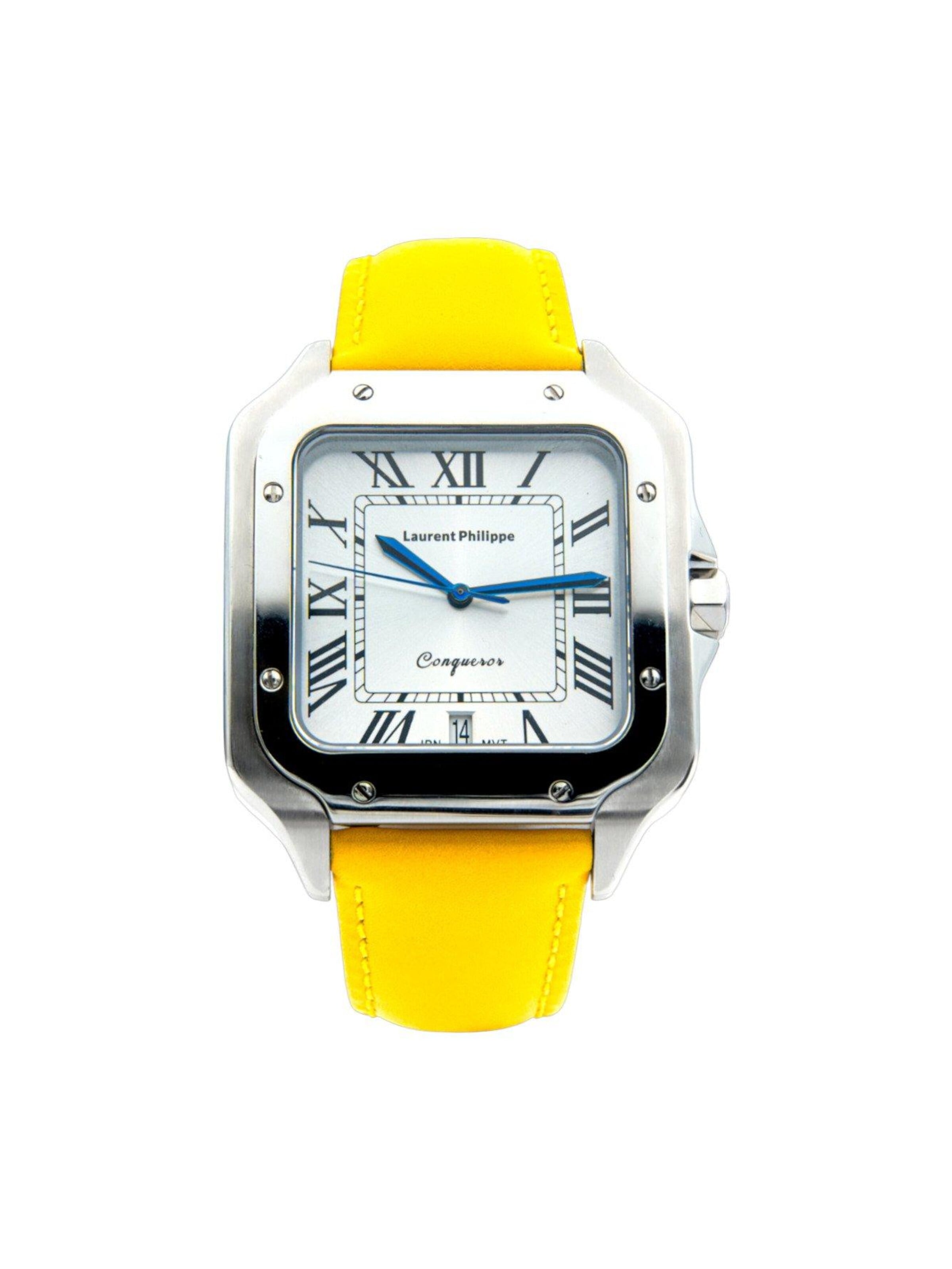 Montre à affichage analogique 'Conqueror Koh-I-Noor – Yellow Fever' Laurent Philippe en jaune : devant