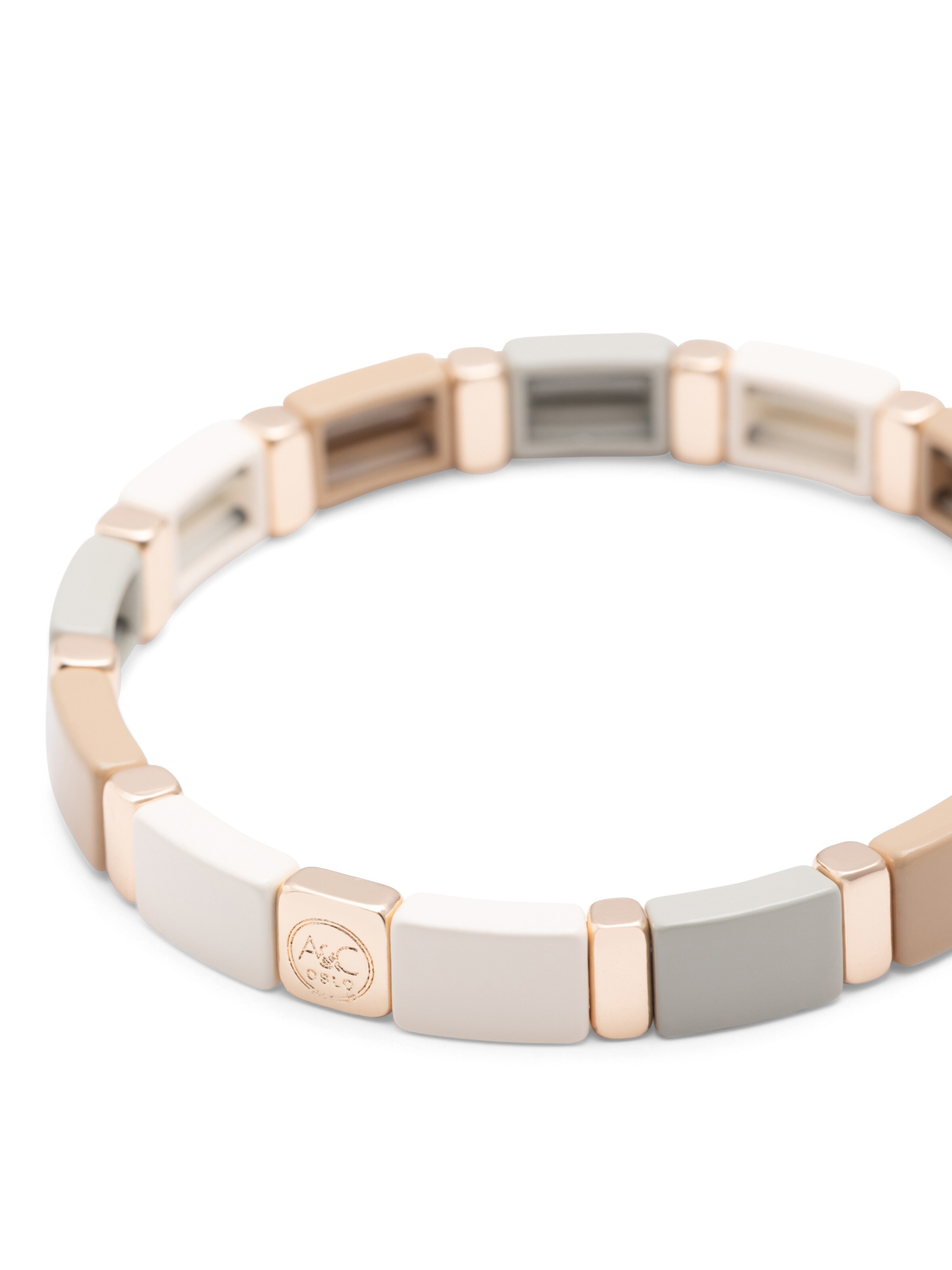 A&C Oslo – Nordic Design Jewellery Armband 'Enamel Tiles' in Beige