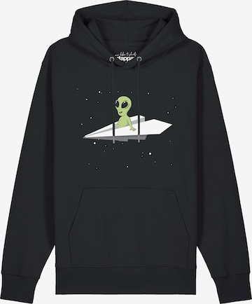 Sweat-shirt 'Alien On A Paper Plane' Watapparel en noir : devant