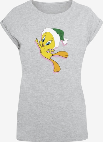 ABSOLUTE CULT Shirt 'Looney Tunes - Tweety Christmas Hat' in Grijs: voorkant