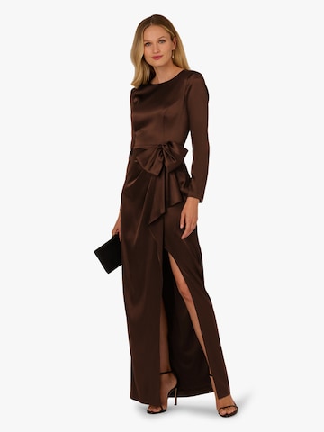 Adrianna Papell Evening dress 'Stretch Satin Ruffle Gown' in Brown