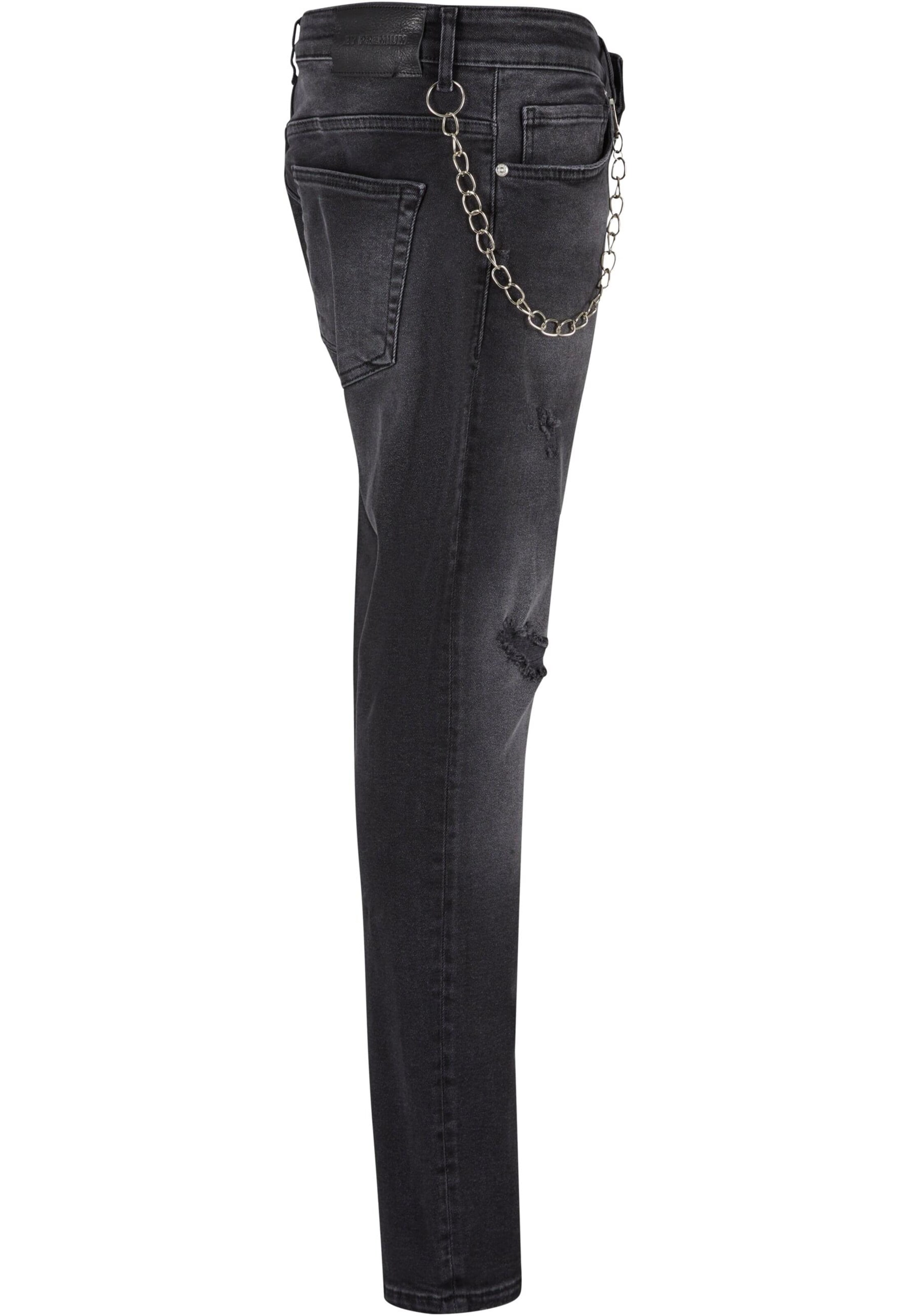 2Y Premium Slimfit Jeans in Schwarz