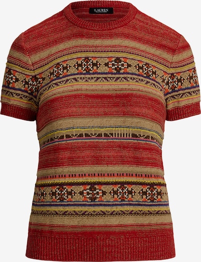 Lauren Ralph Lauren Trui in de kleur Donkergeel / Olijfgroen / Knalrood / Wit, Productweergave