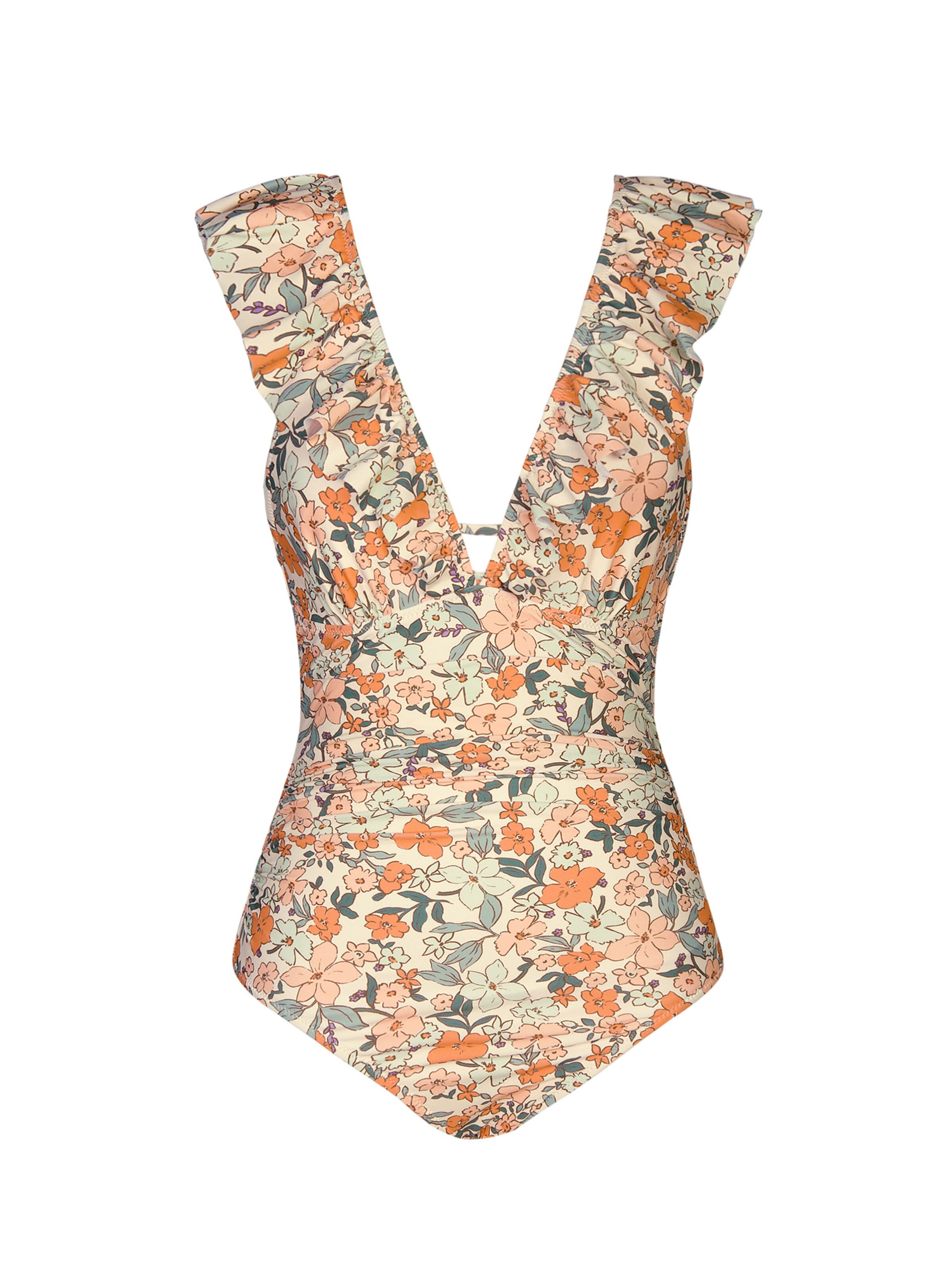 Cupshe Bustier Badeanzug 'Ruffled Trim'‌‌ in Orange: Vorderseite