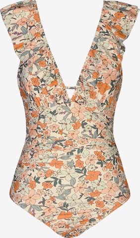 Cupshe Bralette Swimsuit 'Ruffled Trim' in Orange: front
