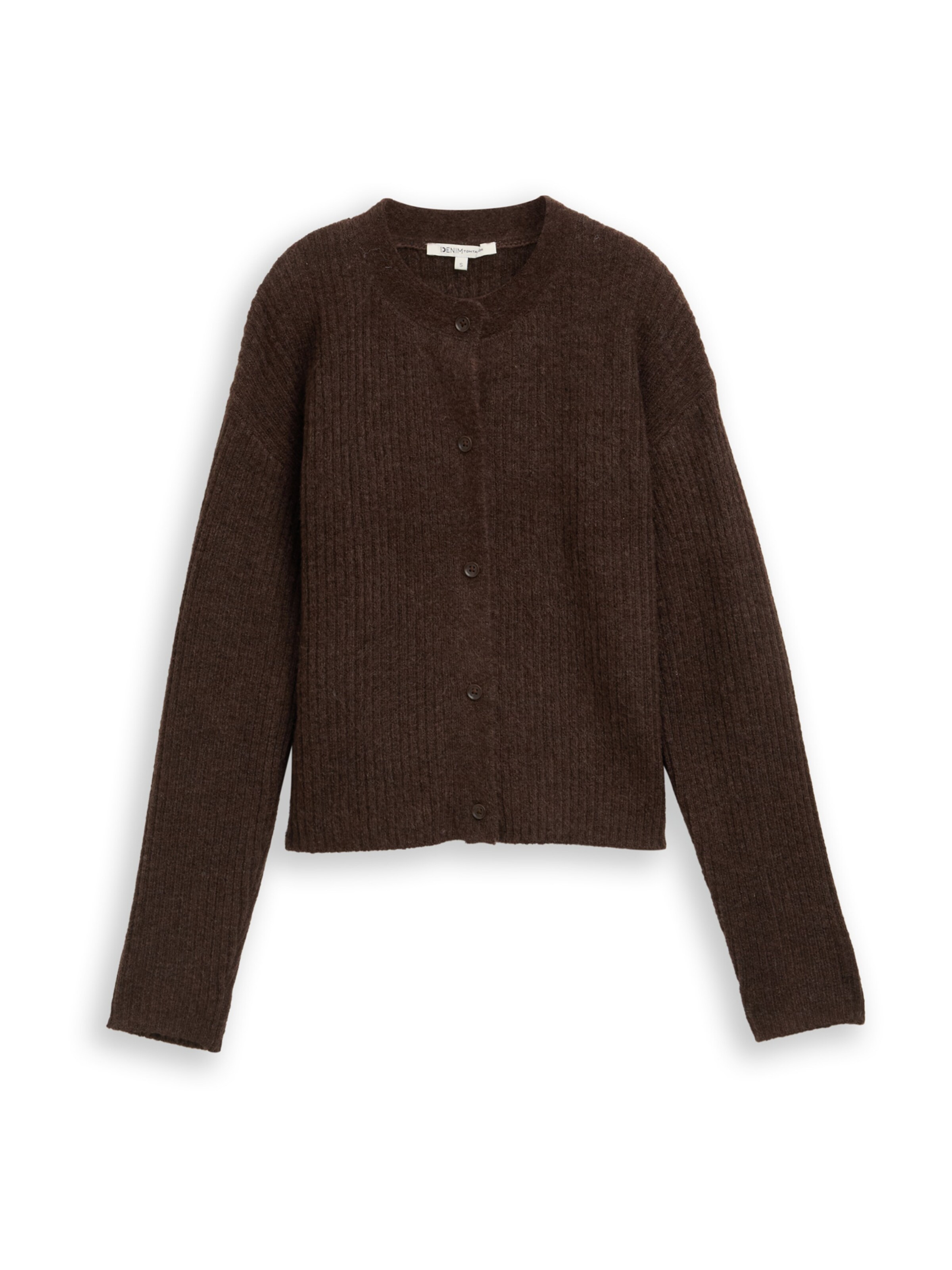 TOM TAILOR DENIM Pletena jopa | rjava barva: sprednja stran