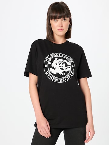 T-shirt 'Gegen Rechts' FC St. Pauli en noir : devant