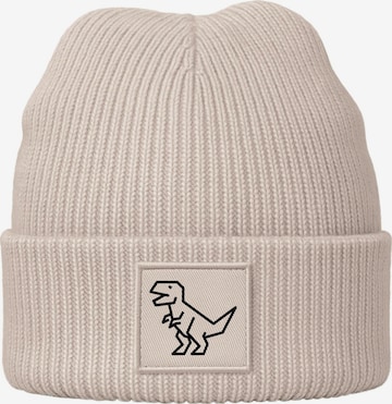 Neverless Beanie 'Polygon T-Rex' in Beige: front