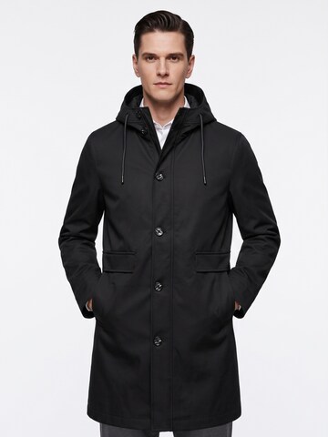 ALLTHEMEN Between-Seasons Coat 'Dämmerung' in Black: front