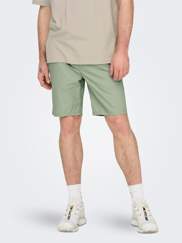 Only & Sons Regular Broek 'LINUS' in Groen: voorkant