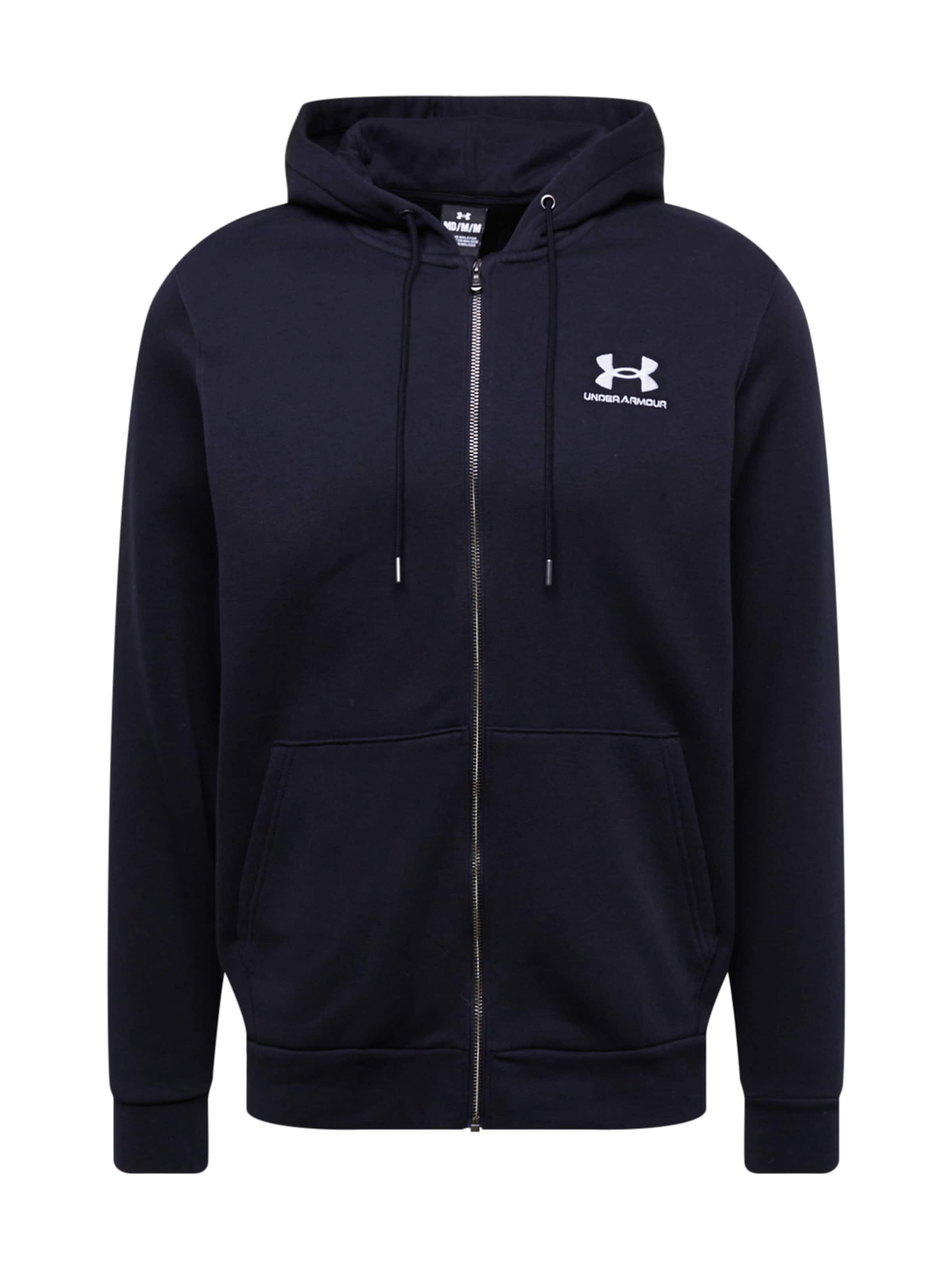 UNDER ARMOUR - Casaco de treino em moletão 'Essential' em preto: frente