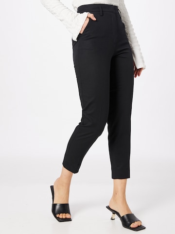 Sisley Slim fit Trousers with creases in Black: front