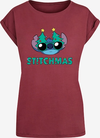 ABSOLUTE CULT Shirt 'Lilo And Stitch - Stitchmas Glasses' in Rood: voorkant