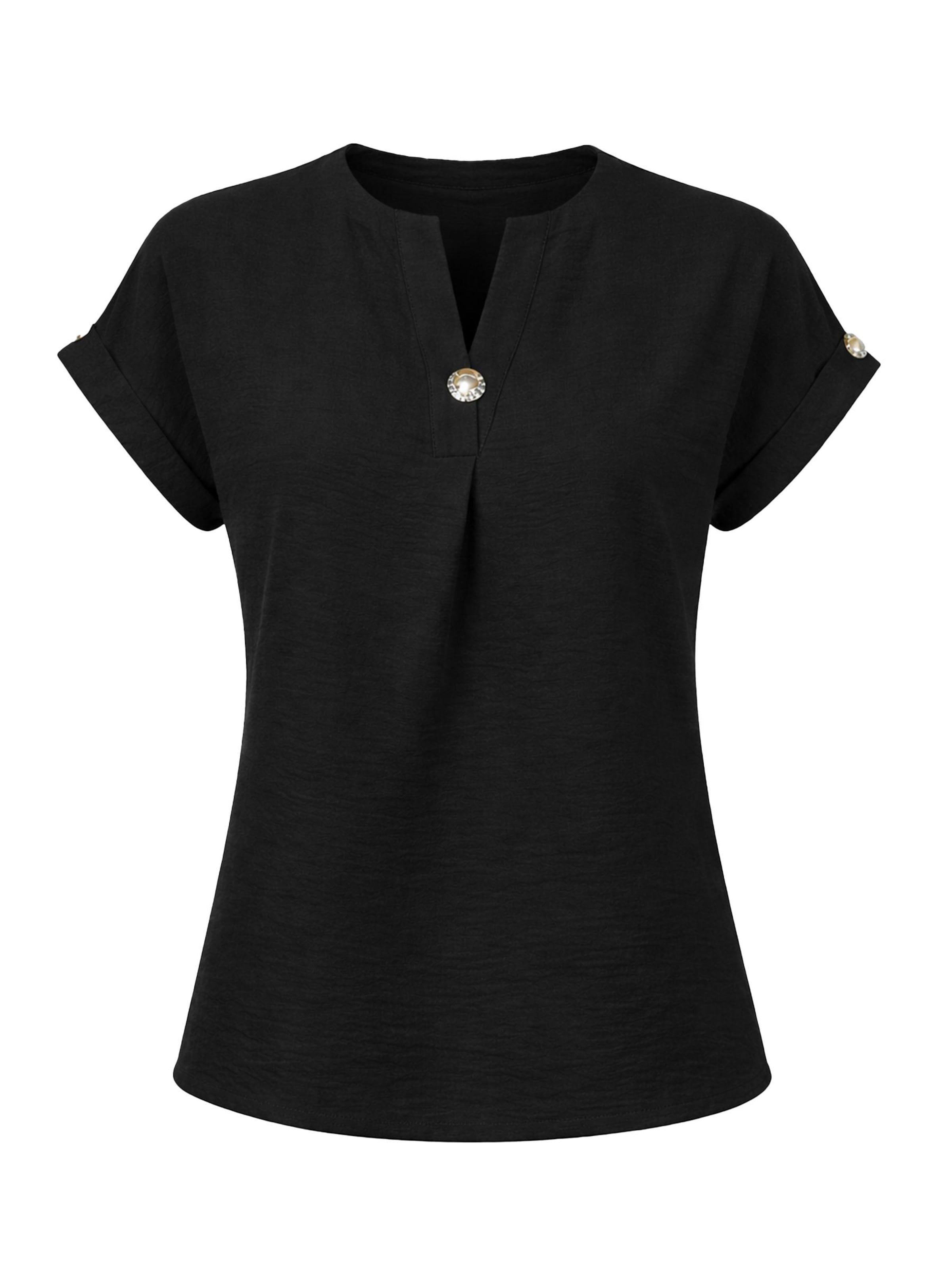 Chemisier 'Blouse with button' REGINA FASHION en noir : devant