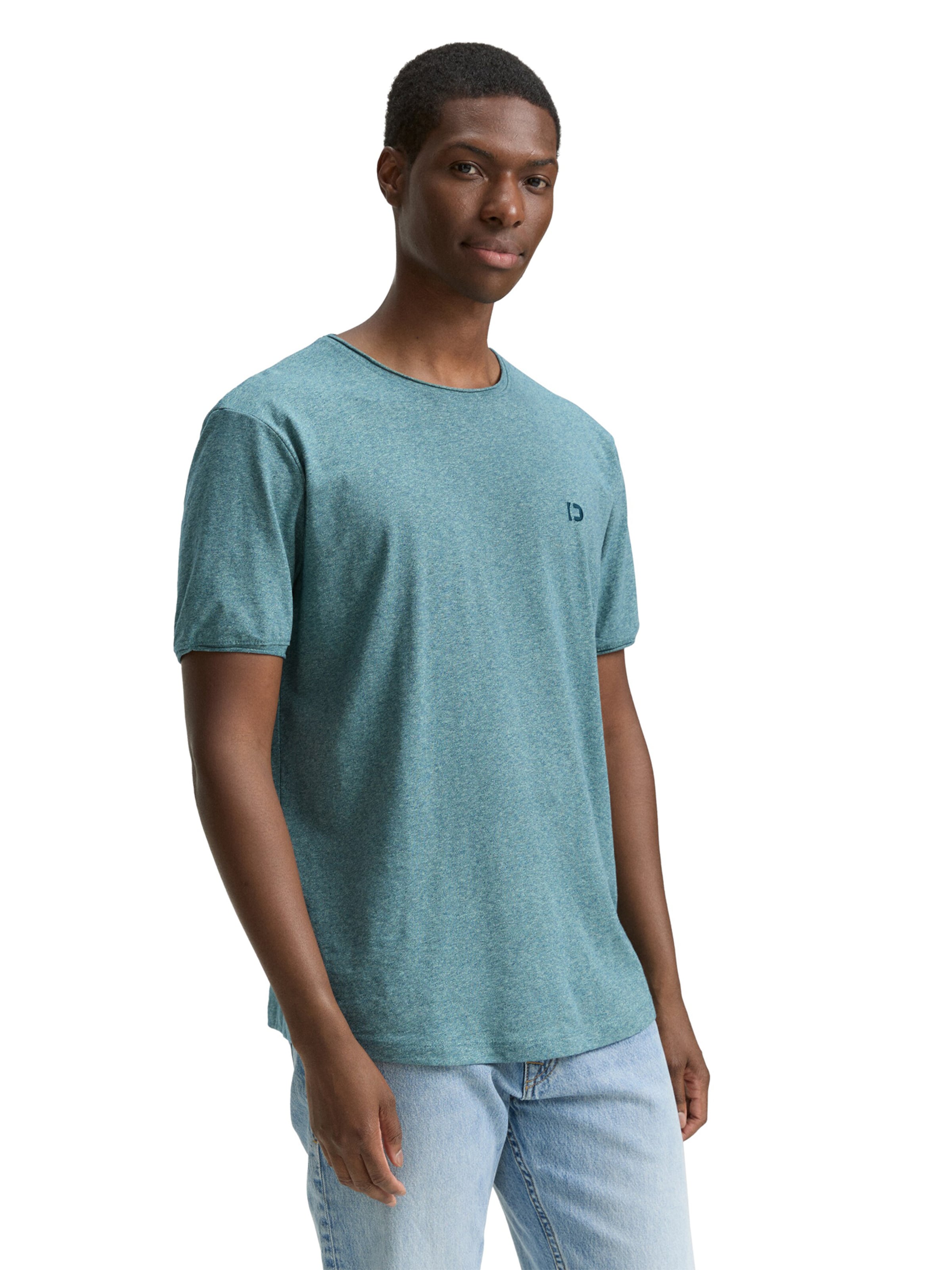 TOM TAILOR DENIM Обычный Футболка в Зеленый: спереди