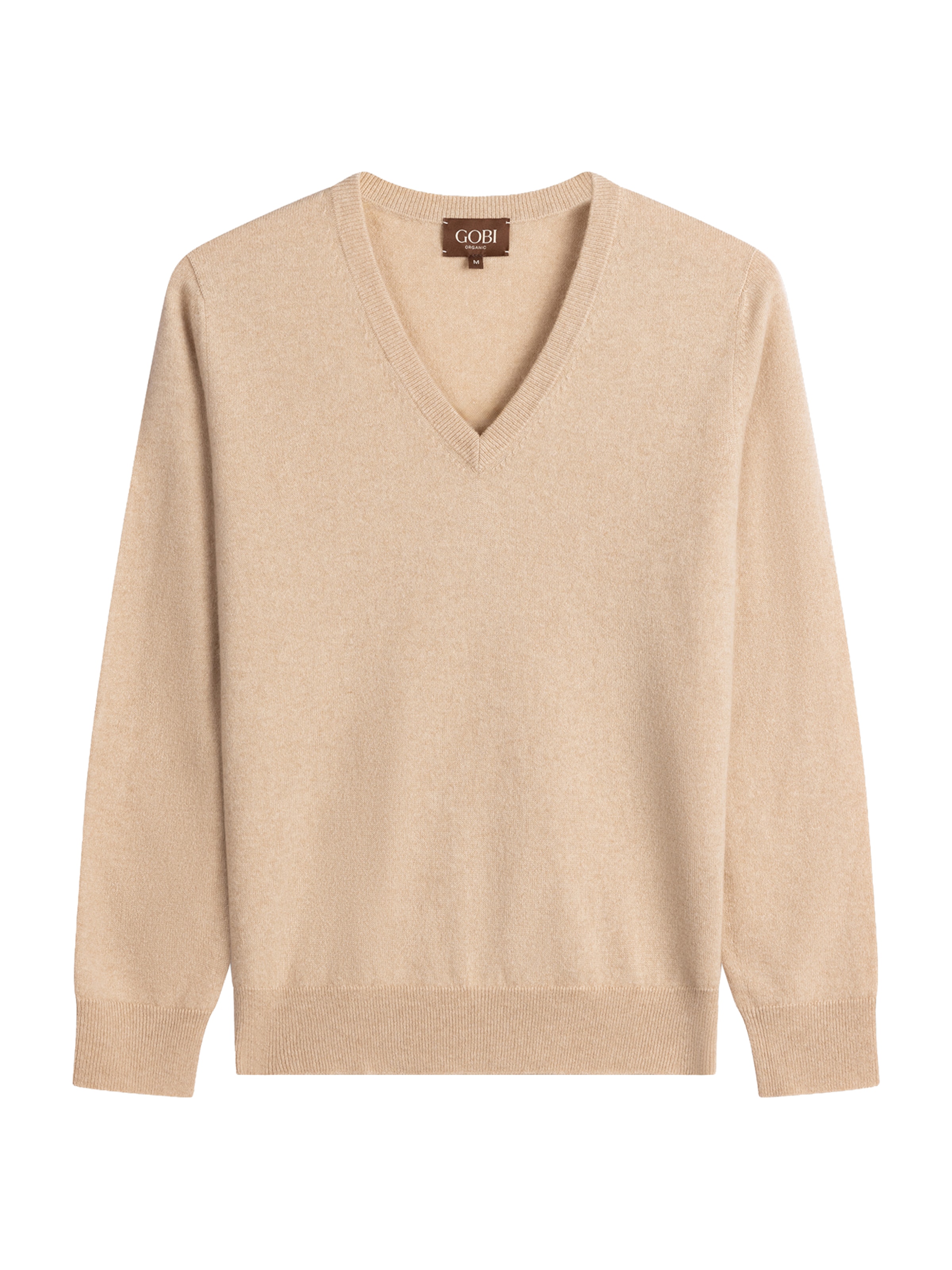 GOBI Cashmere Sweater 'Women's Timeless Cashmere V-Neck Sweater' in Beige: front