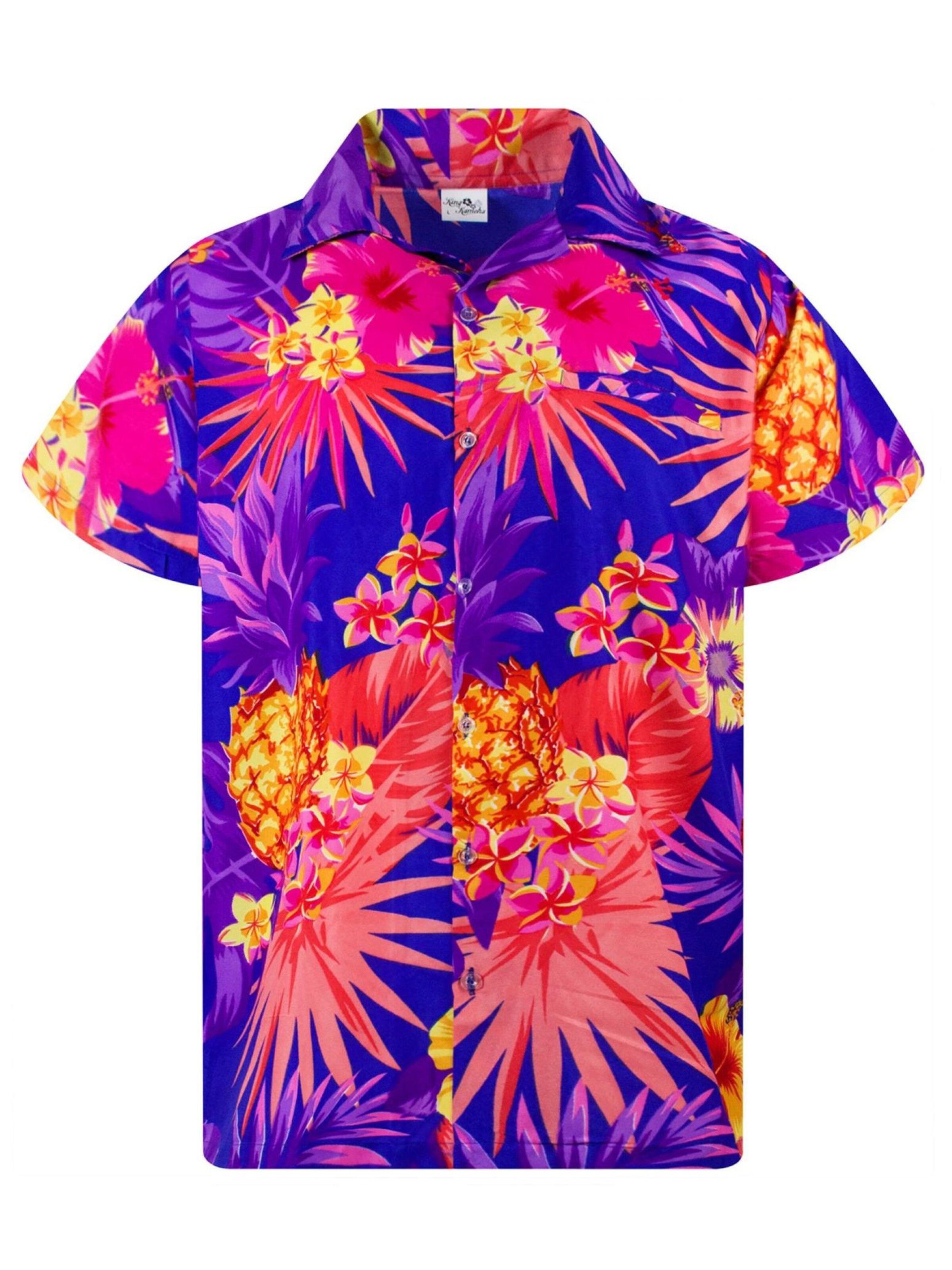 King Kameha Shirt 'Pineapple'‌‌‌‌‌ in Blau: Vorderseite