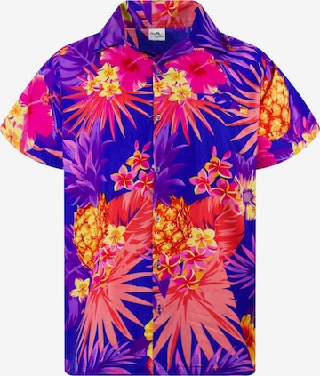 King Kameha Shirt 'Pineapple' in Blue: front