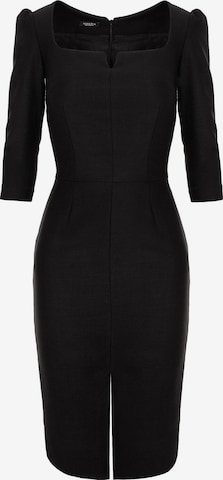 AVENUE N°29 Dress 'Rounded Neckline Midi Dress With Front Slit' in Black: front