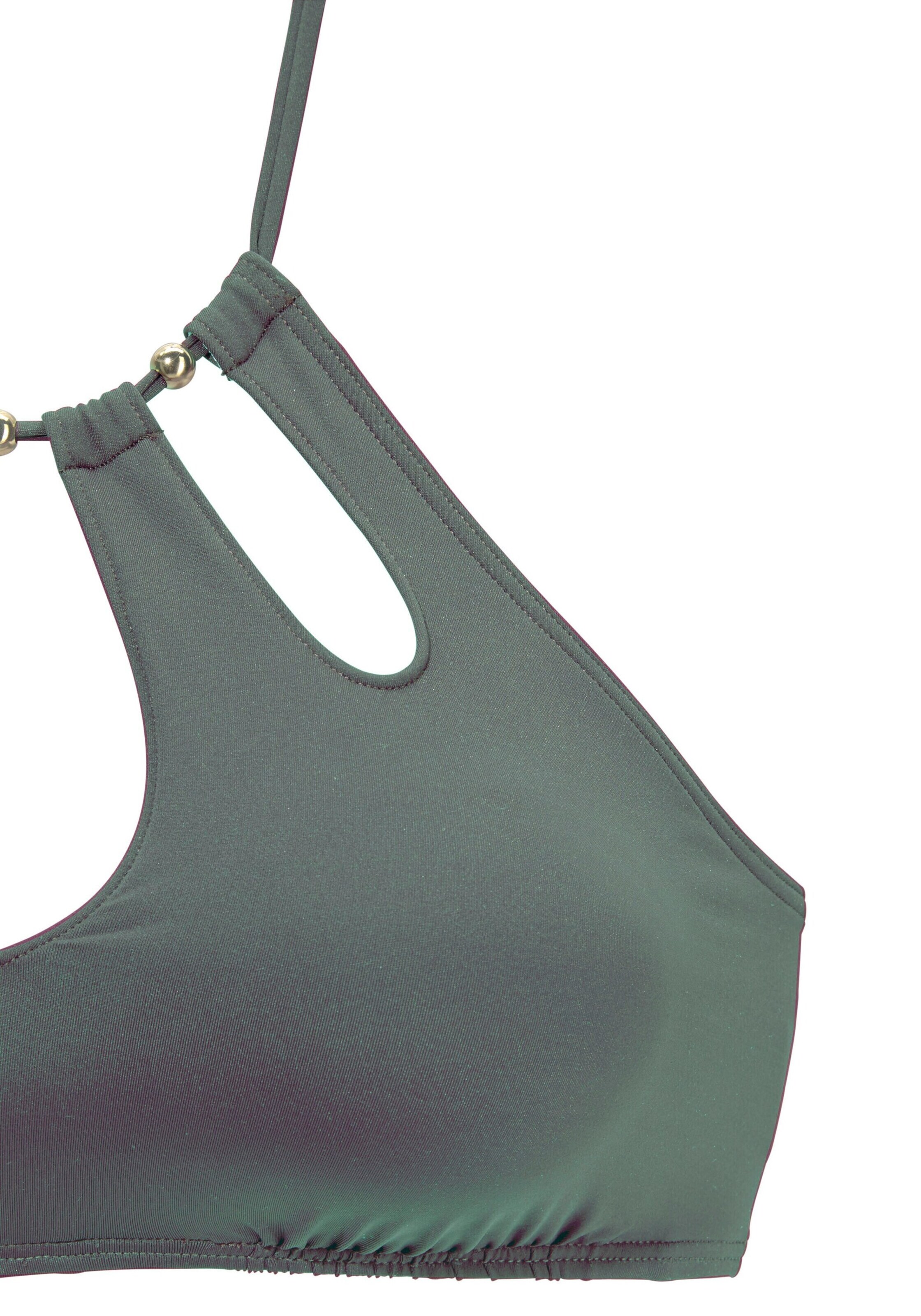 LASCANA Kõrge kaelusega Bikiinitopp 'Italy', värv roheline