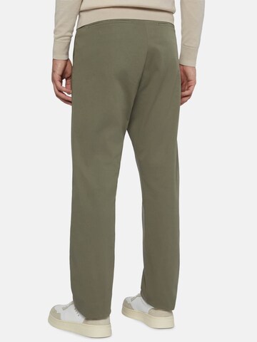 Boggi Milano Slim fit Pleat-front trousers in Green