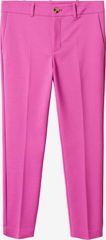 MANGO Slimfit Spodnie w kant 'Macaroni' w kolorze różowy: przód