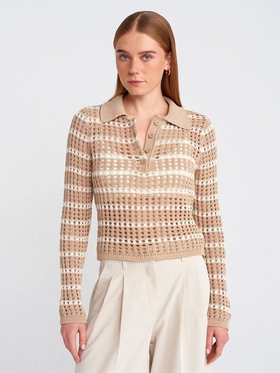 Dilvin Kampsun 'Pullover' S-L suuruses beež / valge, Tootevaade