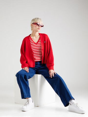 Tommy Jeans Strickjacke 'ESSENTIAL' in Rot