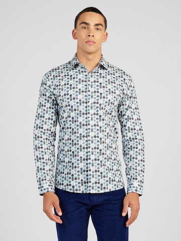 Lindbergh Slim fit Button Up Shirt in Blue: front