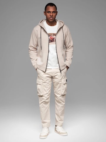 Ombre Sweat jacket 'OM-SSZP-0213' in Beige
