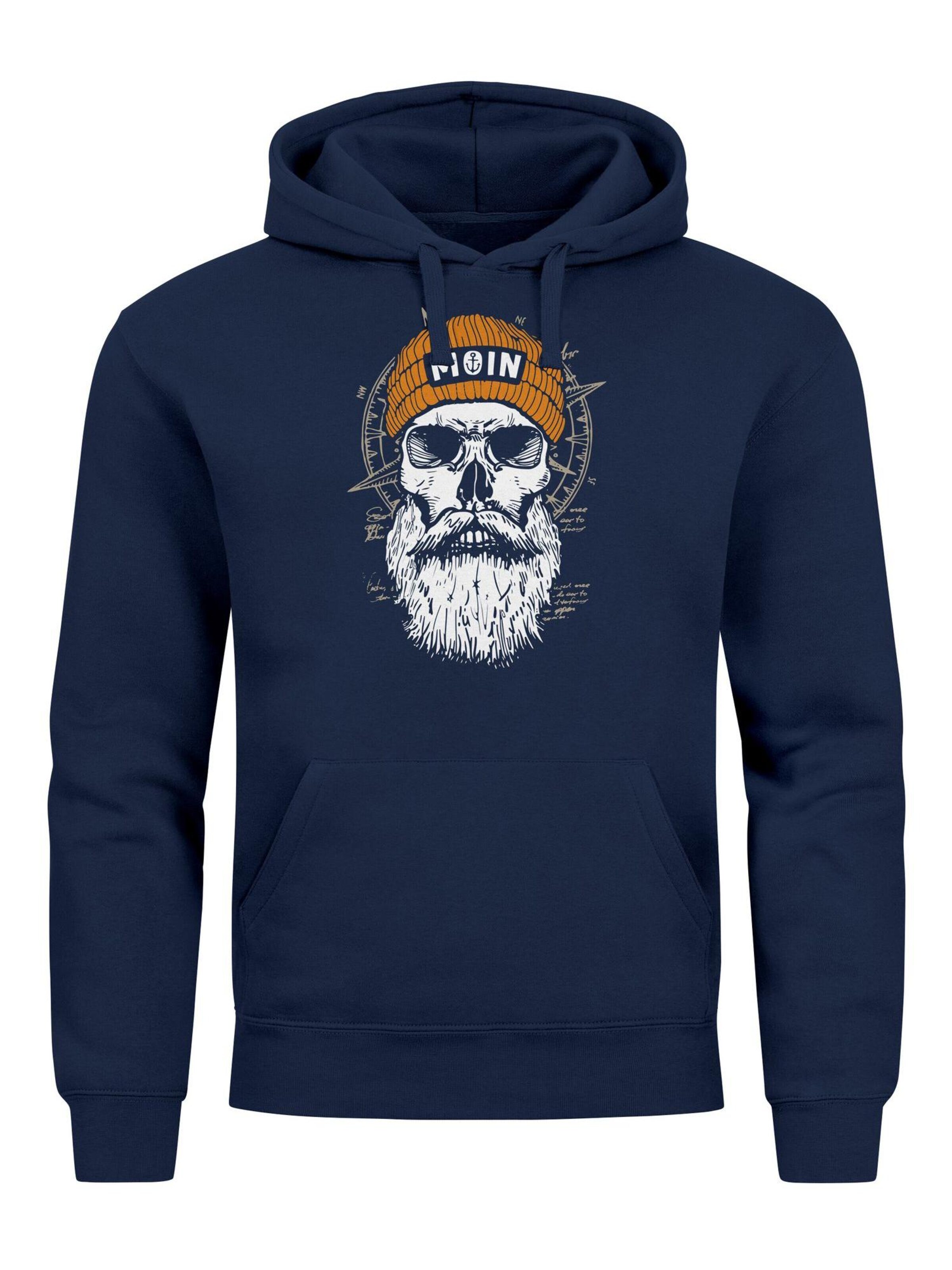 Neverless Sweatshirt 'Skull Moin' in Blue: front