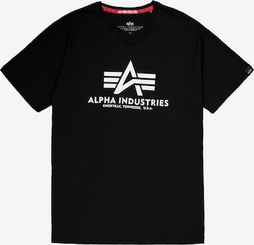 ALPHA INDUSTRIES Shirt 'Basic V-Neck' in Schwarz: Vorderseite