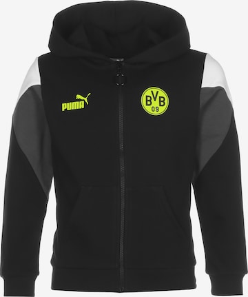 PUMA Athletic Zip-Up Hoodie 'Borussia Dortmund BVB FtblCulture' in Black: front