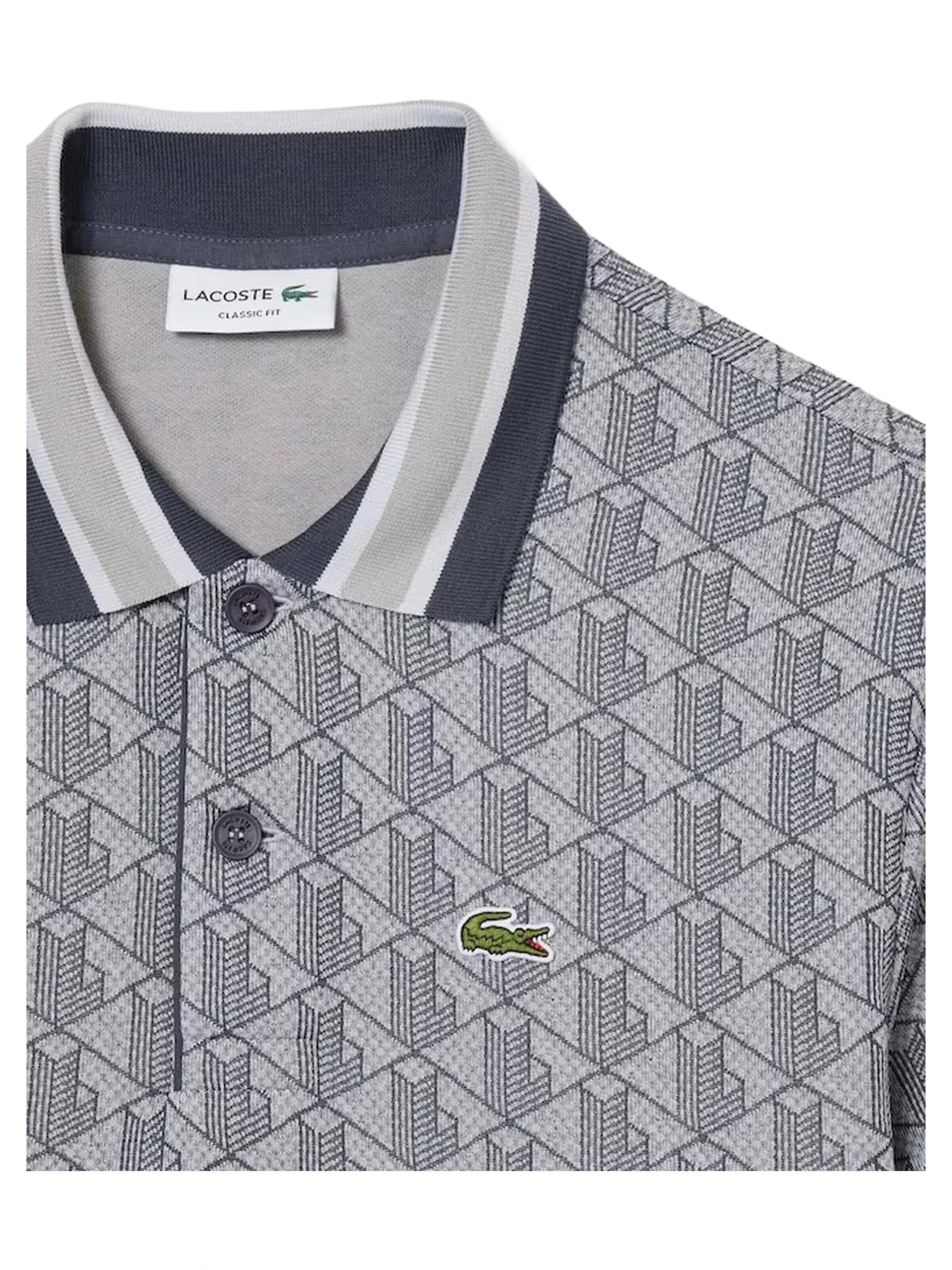 LACOSTE - Camiseta 'Polo lacoste gris jaquard monogran polo shirt' en gris