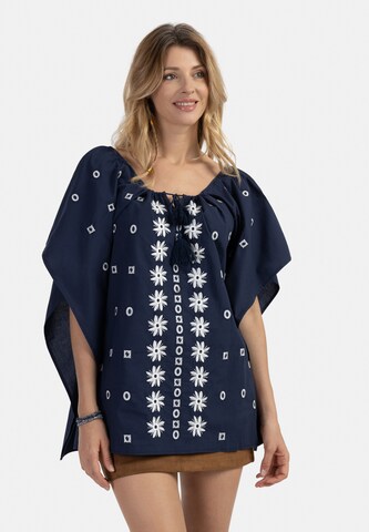 usha FESTIVAL Poncho in Blau: predná strana