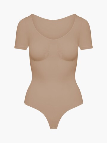 cfab by creamy fabrics Shaping bodysuit 'T-Shirt Bodysuit Sculpting Shapewear mit String' in Beige