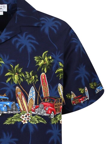 Pacific Legend Regular fit Button Up Shirt 'Surfbretter Autos' in Blue