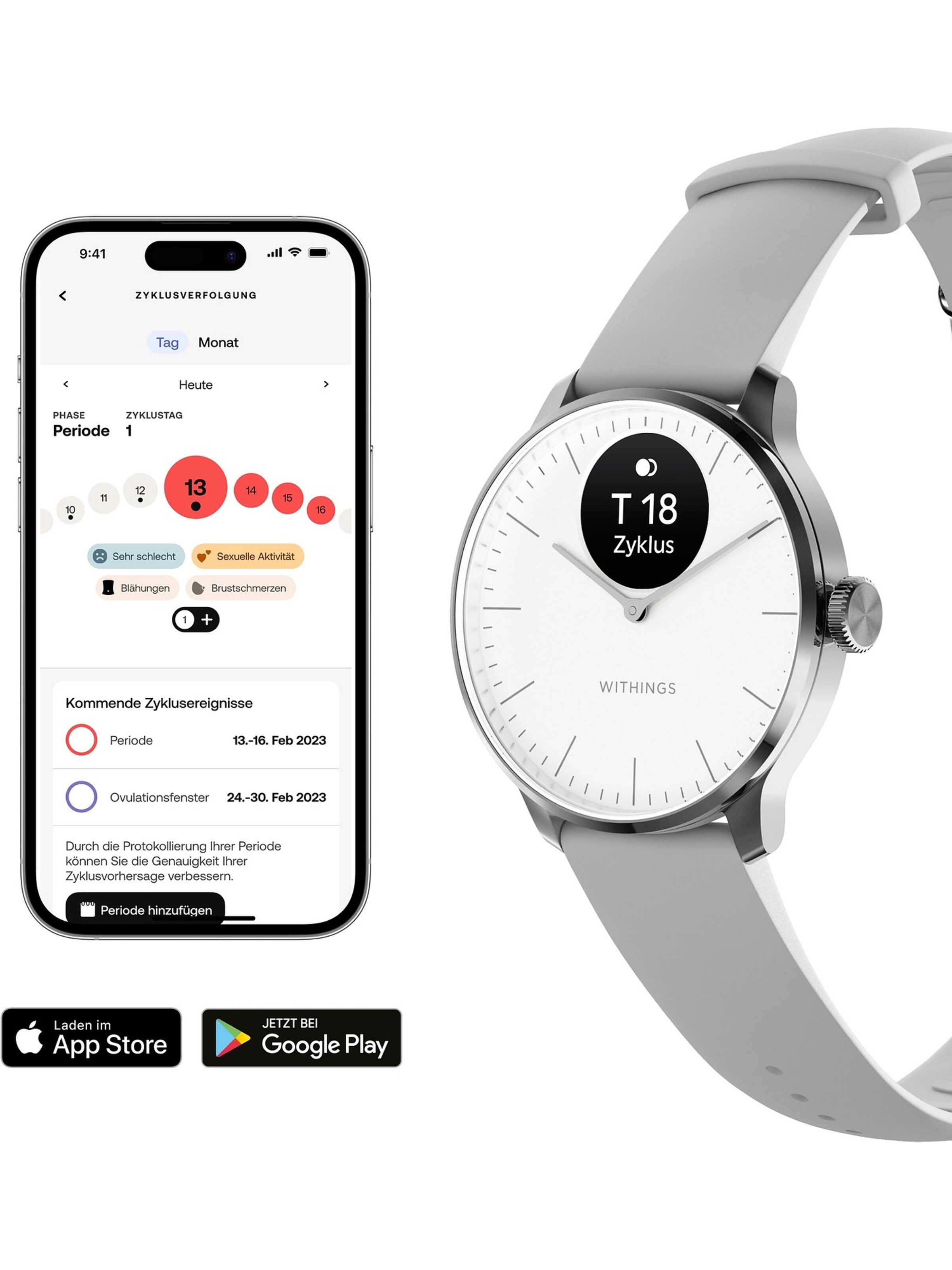 Withings Uhr 'Akku' in Grau