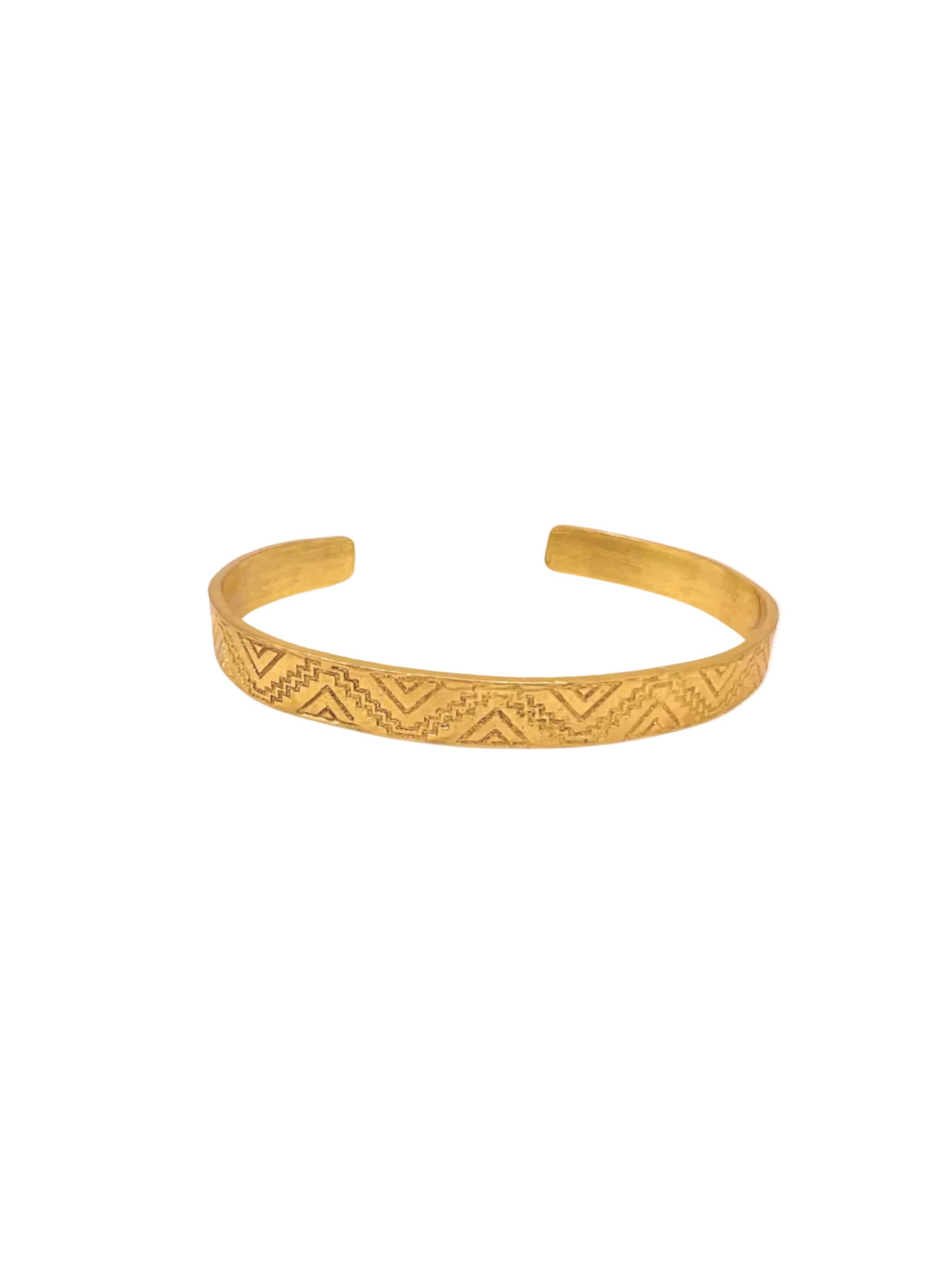 Braccialetto 'Trianglace' di Les Reines in oro: frontale